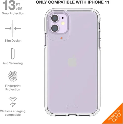 Miniatura 2 de ZAGG Gear4 Crystal Palace - Funda compatible con iPhone 11, protección avanzada contra impactos con tecnología D3O integrada, antiamarilleo, funda