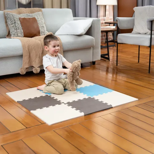 Miniatura 22 de MioTetto Tapete de juego para bebé, baldosas de espuma suave para el suelo para niños. Baldosas de espuma entrelazadas ajustables, se adapta a