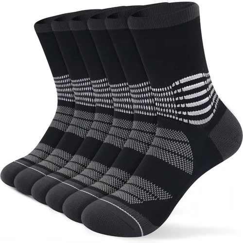 IRAMY Calcetines de compresión tipo crew para mujeres y hombres con soporte de arco del tobillo, alivio de fascitis plantar, 3/6 pares