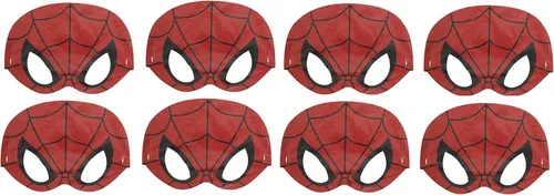 Miniatura 2 de Spiderman - Paquete de suministros de fiesta para niños, incluye 16 máscaras de papel para fiestas con 1 hoja de calcomanías de dinosaurio