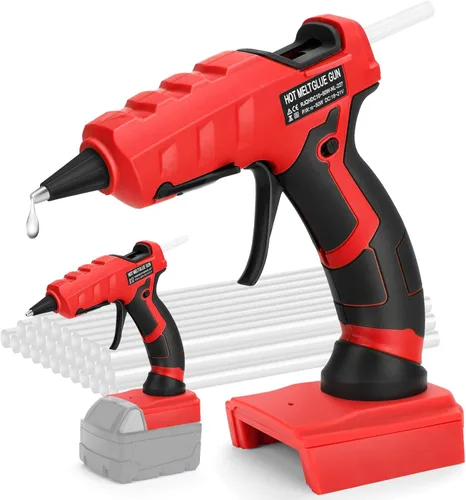 LIVOWALNY Pistola de pegamento caliente inalámbrica compatible con batería Milwaukee de 18 V (solo herramienta), pistola de pegamento caliente y 30