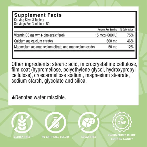 Miniatura 5 de Celebrate Vitamins Calcio Plus – 600 mg de citrato de calcio, 600 UI de vitamina D3 y 50 mg de magnesio para cirugía post bariátrica – Sin gluten