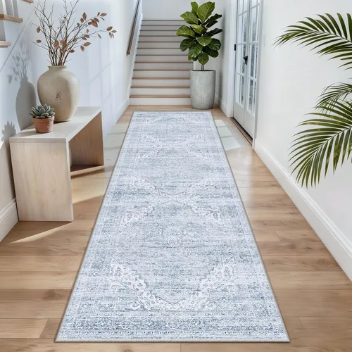 Miniatura 28 de Alfombras para pasillos antideslizantes 2x8, alfombra de pasillo moderna lavable para entrada, alfombra de piso suave resistente a manchas para Gris