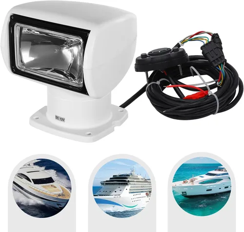 Miniatura 3 de Foco remoto, DC 12 V, 100 W, 2500 LM, 3200 K, reflector halógeno, foco de barco, luz marina, foco de luz para camión 72° arriba/abajo + rotación