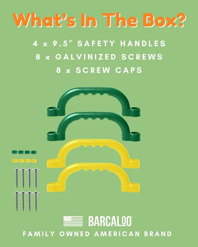 Miniatura 5 de Juego de 4 accesorios de mango de seguridad para exteriores, juego de 2 barras de seguridad verdes y 2 amarillas, equipo para niños, gimnasio