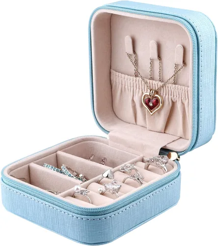 Duomiila - Caja de joyería pequeña mini organizador de viaje portátil para anillos aretes collares Un regalo para niñas y mujeres
