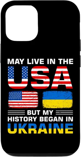Miniatura 27 de Funda para iPhone 13 Pro Max con la bandera de Ucrania y la bandera de Estados Unidos con raíces ucranianas