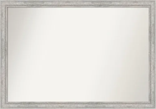Miniatura 145 de Amanti Art Espejo de baño plateado para sobre fregadero, 23 x 23 pulgadas, espejo cuadrado plateado en ángulo, marco de madera moderno medio, se