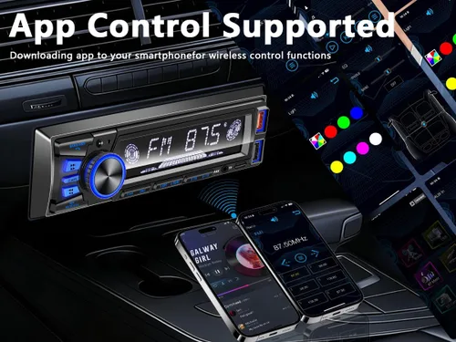 Miniatura 5 de Radio de coche Bluetooth Single DIN Audio estéreo para automóvil, audio para automóvil con manos libres y control de aplicación, compatible con FM
