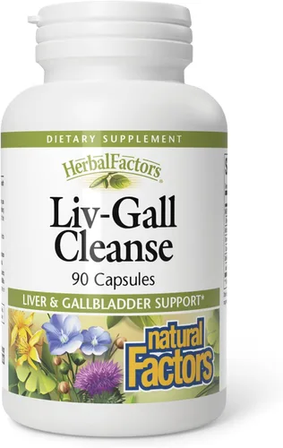 Natural Factors - HerbalFactors Liv-Gall Cleanse, soporte herbario para hígado y vesícula biliar, 90 cápsulas
