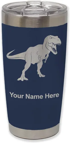 Miniatura 19 de LaserGram Vaso aislado al vacío de 20 onzas, dinosaurio Tiranosaurio Rex, grabado personalizado incluido (negro)
