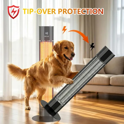 Miniatura 6 de Calentador eléctrico portátil para exteriores, calentador de patio infrarrojo para uso exterior/interior, calentador de garaje eléctrico, 1500W