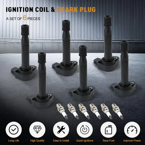Miniatura 4 de Paquete de 6 bobinas de encendido UF242 y bujía de iridio IZFR5K11 compatible con Honda Accord Odyssey 3.0L 3.5L V6, Acura CL TL 3.2L V6 Reemplazar