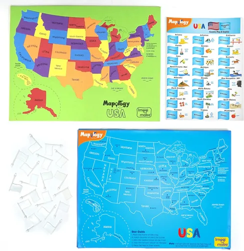 Miniatura 4 de Imagimake - Rompecabezas Mapology del mapa de Estados Unidos, aprendizaje de estados y capitales, juguetes de geografía de EE. UU., juguetes