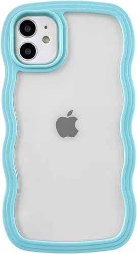 Miniatura 11 de Caseative Funda para iPhone 11, color negro Forma de marco de onda rizada linda a prueba de golpes suave