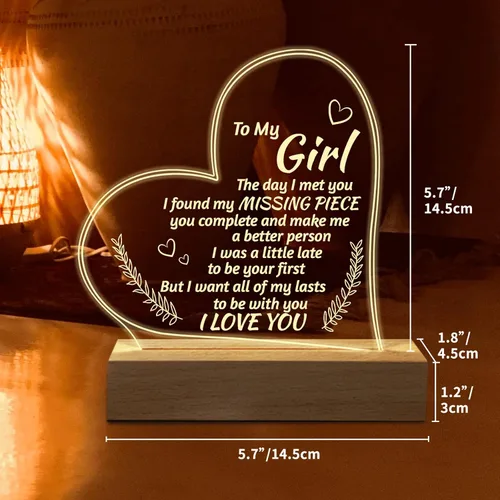 Miniatura 4 de Regalos románticos para novia, para mi novia, luz nocturna grabada, regalos "I Love You" para ella, lindos regalos de aniversario de cumpleaños