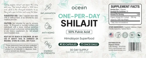 Miniatura 2 de Organics Ocean Shilajit Una Por Día para Hombres y Mujeres - Suplemento Natural de Shilajit para Anti-Envejecimiento, Fortaleza Ósea, Apoyo Hormonal