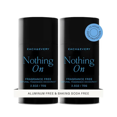 Each & Every Desodorante sin aluminio para mujeres y hombres, sin fragancia, protección contra olores de 72 horas, desodorante natural no tóxico