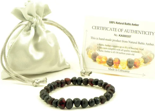Miniatura 11 de Pulseras de ámbar crudo para adultos hechas con banda elástica, 7 pulgadas, hechas a mano con cuentas de ámbar báltico sin pulir/certificado