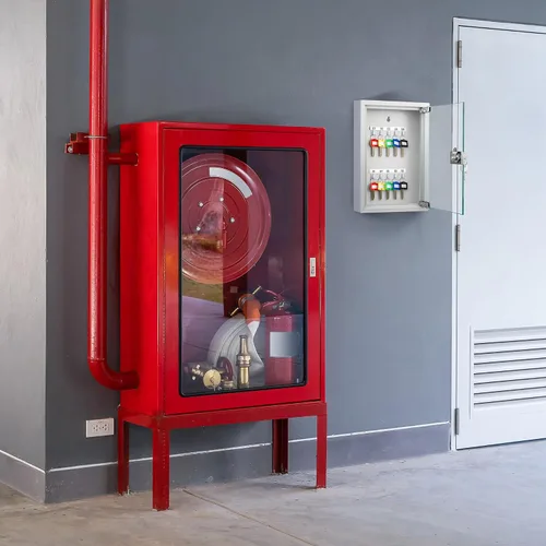 Miniatura 2 de Barska Caja con cerradura de llave con puerta de cristal, organizador de gabinete de llaves de acero para montaje en pared con ganchos etiquetados
