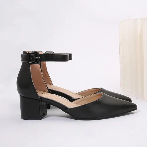 Miniatura 6 de Amoji Zapatos de vestir con tacón de bloque con punta puntiaguda de 2 pulgadas con correa de tobillo 412