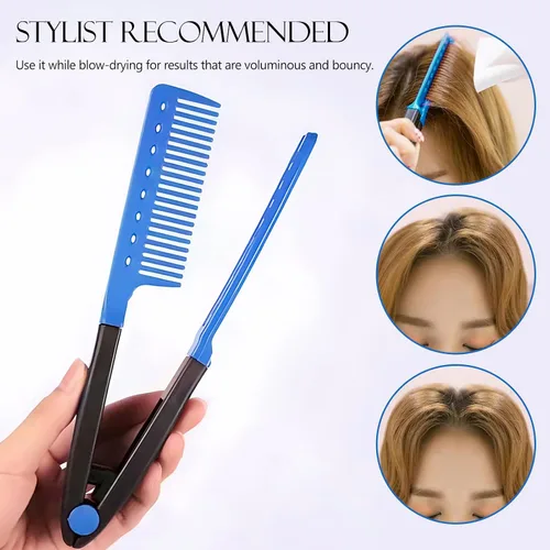 Miniatura 6 de Juego de 2 peines alisadores de cabello, peine de hierro plano para hermosos tresses, alisador con agarre firme, ideal para cabello anudado