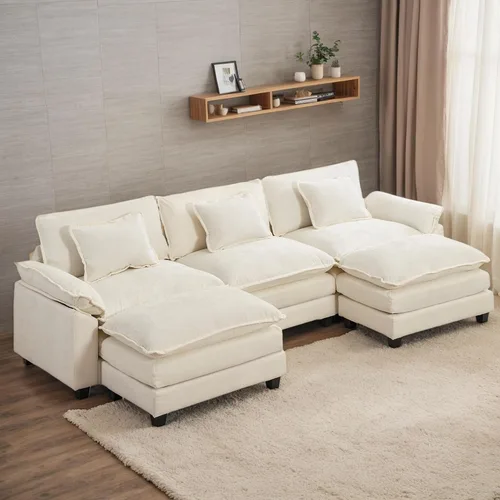 Miniatura 51 de Sofá modular seccional, sofá de nube con otomana, asiento profundo de felpilla en forma de L para sala de estar y apartamento