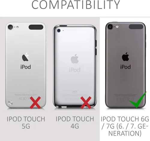 Miniatura 6 de kwmobile Funda cruzada compatible con Apple iPod Touch 6G / 7G (6ª y 7ª generación), funda de TPU transparente con correa para el cuello, negro