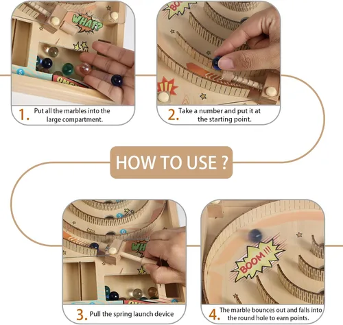 Miniatura 2 de Mesa de pinball divertida para familia y fiestas, color beige con bolas coloridas, fiestas portátiles para el hogar y cumpleaños, y reuniones