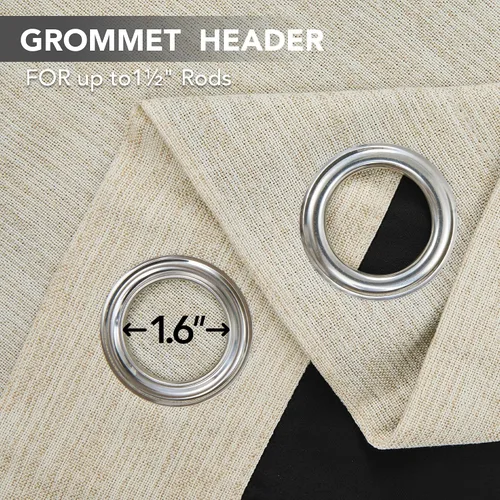 Miniatura 6 de Deconovo Cortinas opacas de lino sintético con ojales, paneles reductores de ruido con respaldo negro para sala de estar, 2 paneles, beige nuevo, 52