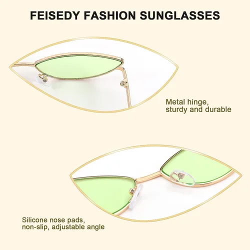 Miniatura 64 de FEISEDY Gafas de sol de diseñador de moda Retro pequeños pétalos forma arco templo diseño B2298