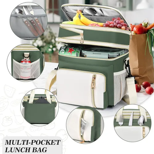 Miniatura 2 de Lonchera y bolsa de almuerzo para mujeres y hombres, lonchera grande aislada para adultos, a prueba de fugas, bolsa enfriadora para el trabajo