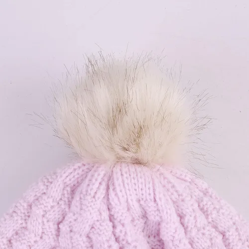 Miniatura 8 de Gorro de punto con solapa para las orejas para bebé, de piel sintética, con pompón, para invierno, cálido, forro polar