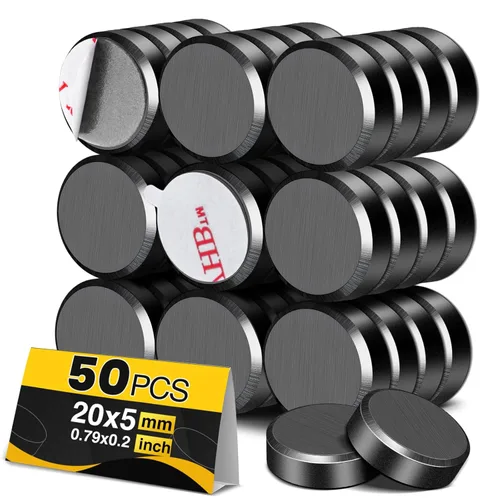 TRYMAG Imanes para manualidades con respaldo adhesivo, imanes redondos de disco de 0.79 pulgadas (20mm) de cerámica circular, imanes de ferrita