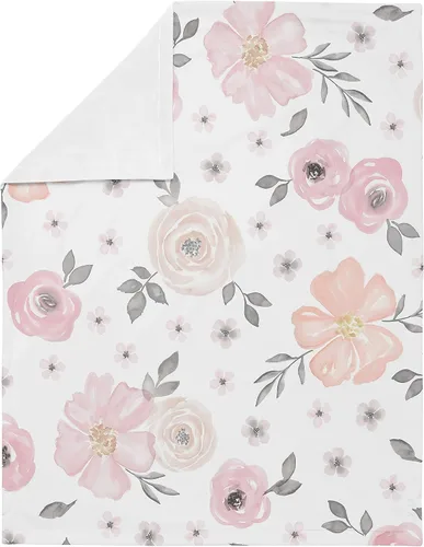 Miniatura 2 de Sweet Jojo Designs Manta suave para bebé (rosa/gris bohemio floral) para niñas, bebés, recién nacidos, niños pequeños, 30 x 36 pulgadas, manta