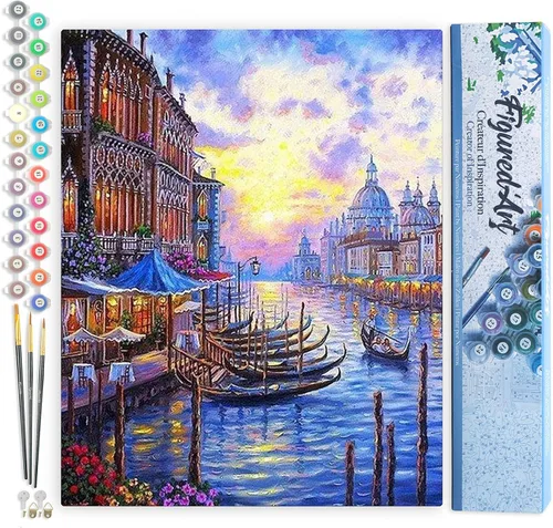 Miniatura 51 de Figured'Art - Juego de pintura por números, lienzo enrollado sin marco, para manualidades, para adultos, 16 x 20 pulgadas, jarrón de peonías