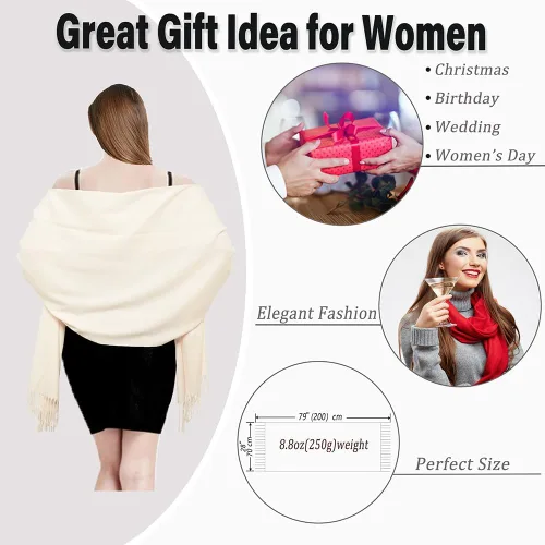 Miniatura 4 de Gomust Bufanda tipo pashmina para mujer, ideal para regalo de boda, Navidad, cumpleaños, estola grande y suave