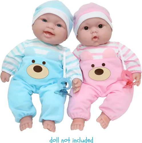 Miniatura 4 de JC Toys Mameluco de oso azul Traje de muñeca de bebé + sombrero + chupete A partir de 2 años Se adapta a muñecas de 12 a 14 pulgadas