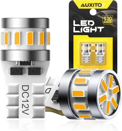 AUXITO Últimas bombillas LED 194 amarillas ámbar, sin errores CANbus 168 2825 T10 W5W para luces de marcación exterior de cúpula, puerta, mapa,