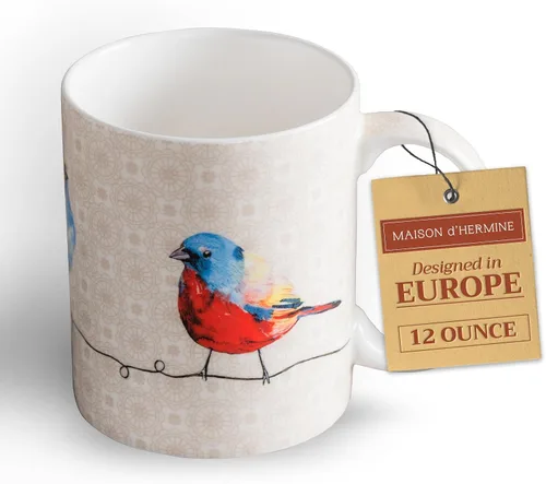 Miniatura 133 de Maison d' Hermine Taza de café con asas, tazas de porcelana fina de hueso, paquete de dos tazas de té para bebidas calientes, capuchino, latte, 015