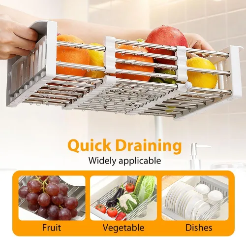 Miniatura 5 de SUNKIM Extend - Cesta de drenaje para fregadero de cocina, 2026, nuevo fregadero de cocina retráctil, escurridor de platos ajustable con cesta