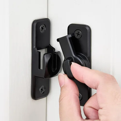 Miniatura 8 de INIRET Paquete de 2 Pestillos de Seguridad Mejorados Plateados con Cierre Abatible - Pestillo de Puerta Deslizante y Batiente de Servicio Pesado