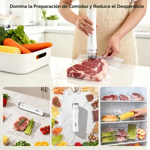 Miniatura 9 de Mehomeli Sellador al vacío compacto para alimentos (máquina selladora al vacío + 30 bolsas de vacío reutilizables), potente máquina selladora al
