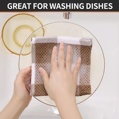 Miniatura 4 de Homaxy Paños de cocina 100% algodón, tejido gofre a cuadros, 12 x 12 pulgadas, toallas para platos súper suaves y absorbentes, de secado rápido