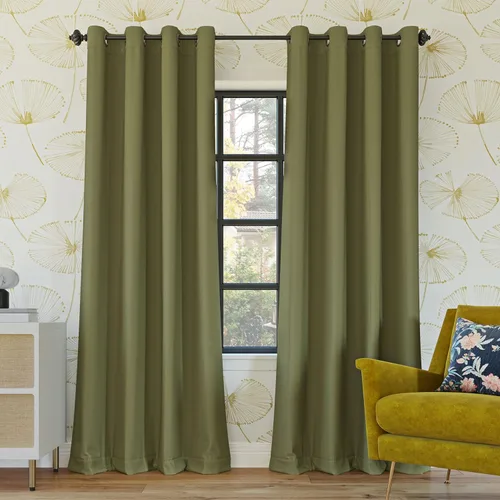 Sun Zero Nordic Juego de 2 paneles de cortinas con ojales, reducción de ruido, 100% blackout, calidad de teatro, 52 x 63 pulgadas, verde salvia
