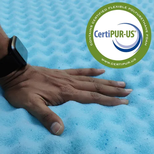 Miniatura 5 de Treaton Cubrecolchón de espuma viscoelástica con infusión de gel contorneado de 1 pulgada con diseño de cáscara de huevo, transpirable, suave y Azul