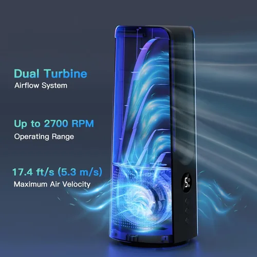Miniatura 6 de 13 Inch Desk Fan, Portable Bladeless Fan, Small Quiet Table Fan with 60°Oscillating, 5 Speeds & 9H Timer, LED Display, Button Control, Easy to