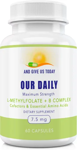 Miniatura 7 de Our Daily Vites - Cofactores del complejo L-metilfolato B y aminoácidos esenciales (7.5 mg), folato activo, metilcobalamina B12 metilcobalamina, B6