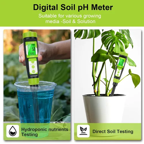 Miniatura 4 de YINMIK Medidor Digital de pH del Suelo para Jardineros, Probador de pH Directo del Suelo para el Cuidado de Plantas, Mide el pH de Solución, Tierra