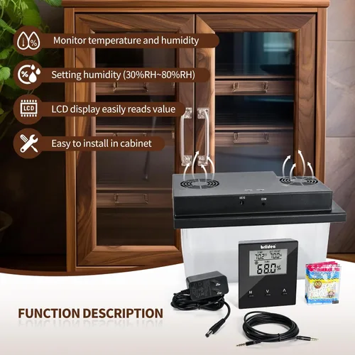 Miniatura 2 de Briidea Humidificadores eléctricos para gabinete (10-50 pies cúbicos), 30% HR ~ 80% RH valores de ajuste de humedad, temperatura y humedad